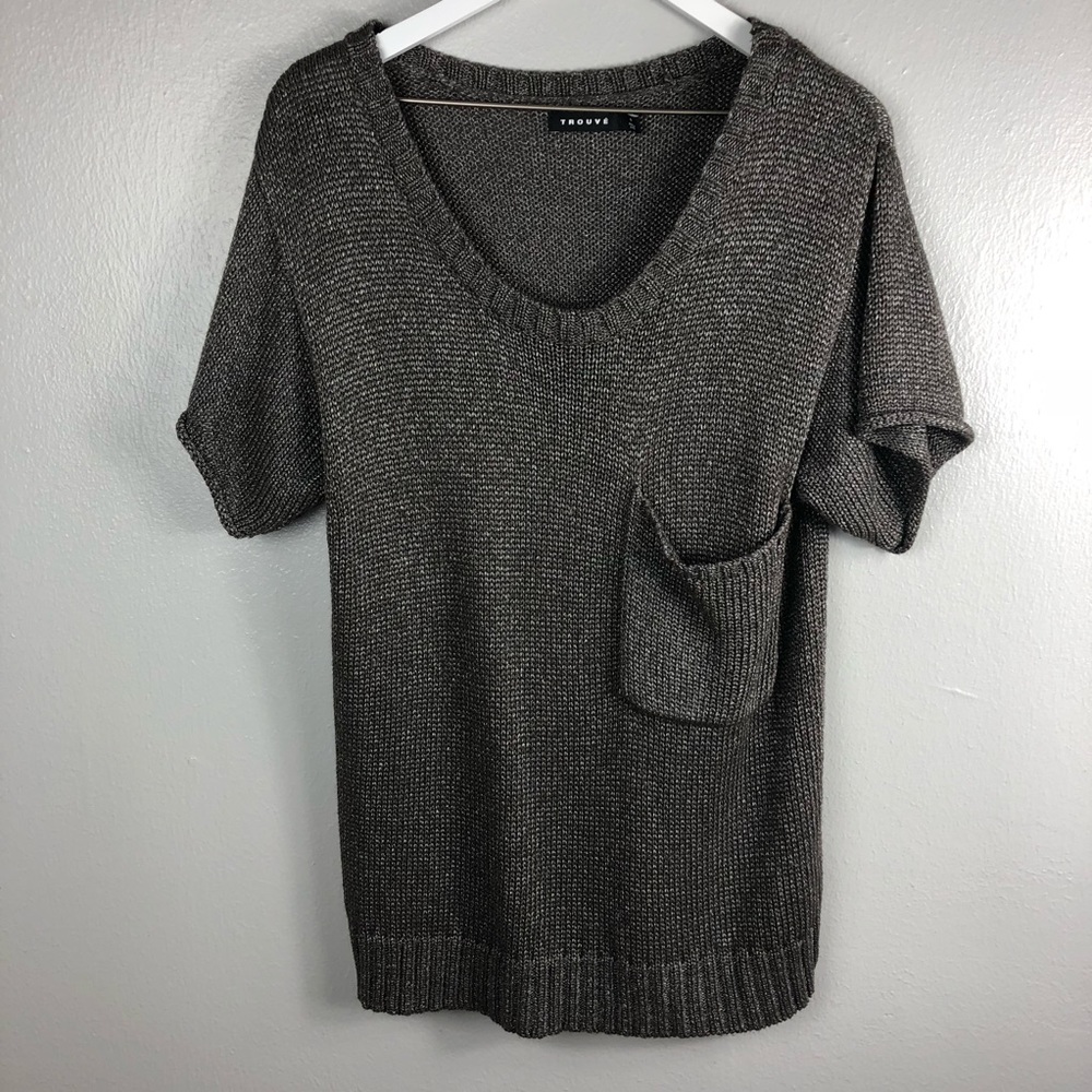 TROUVE One Pocket Short Sleeve Sweater